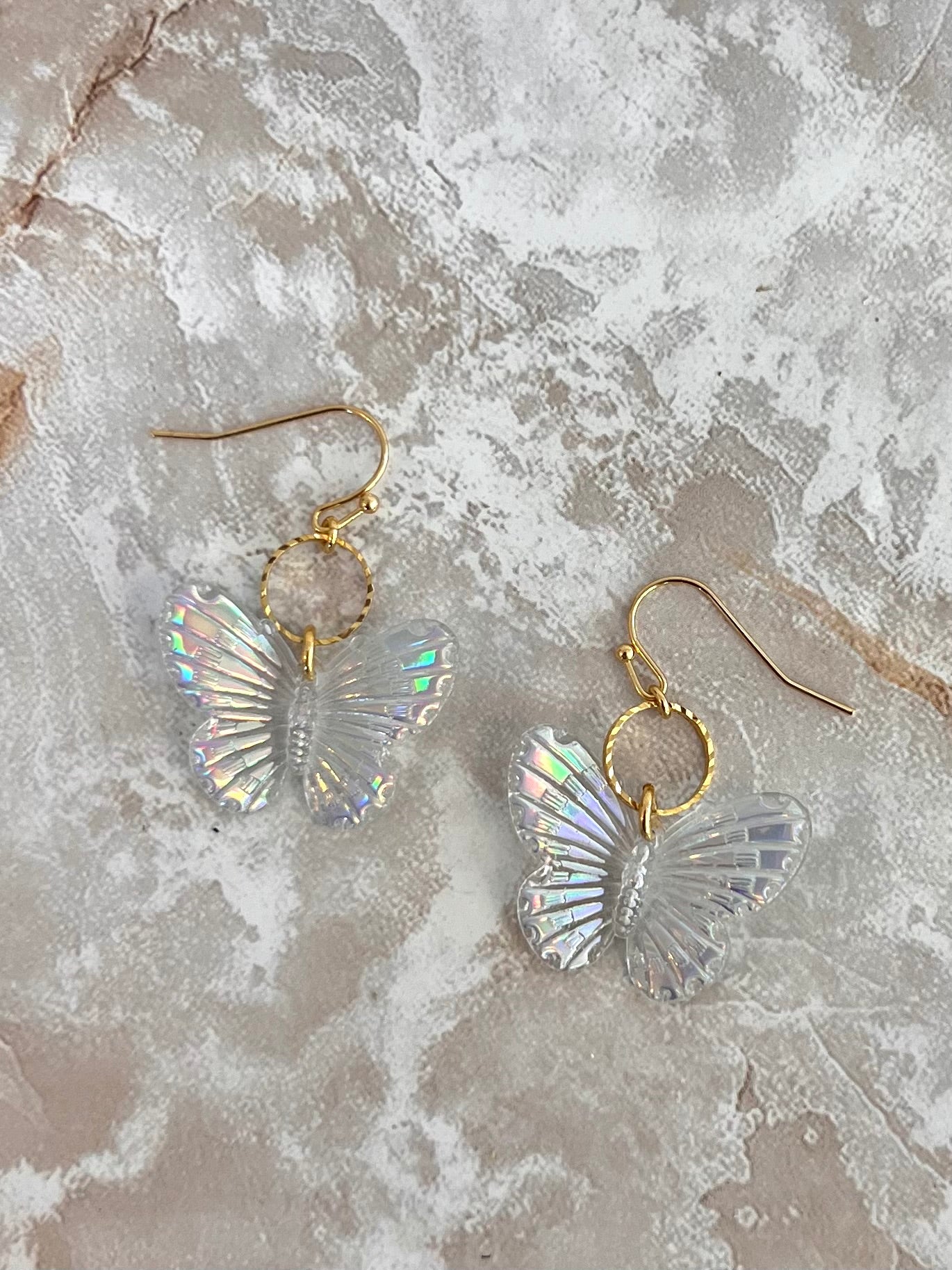 Silver Tornasol Butterfly Earrings