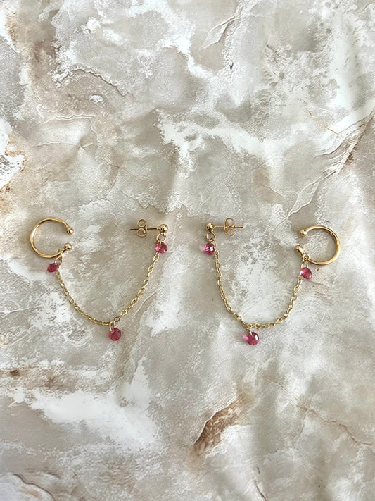 Pink Crystals Cuff Earrings