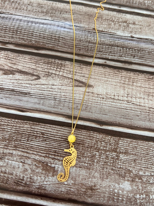 Seahorse Yellow Necklace