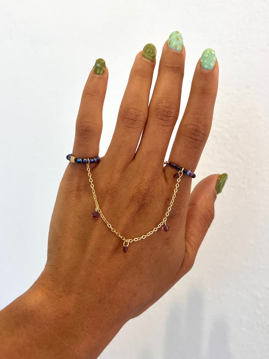Púrpura Double Finger Ring