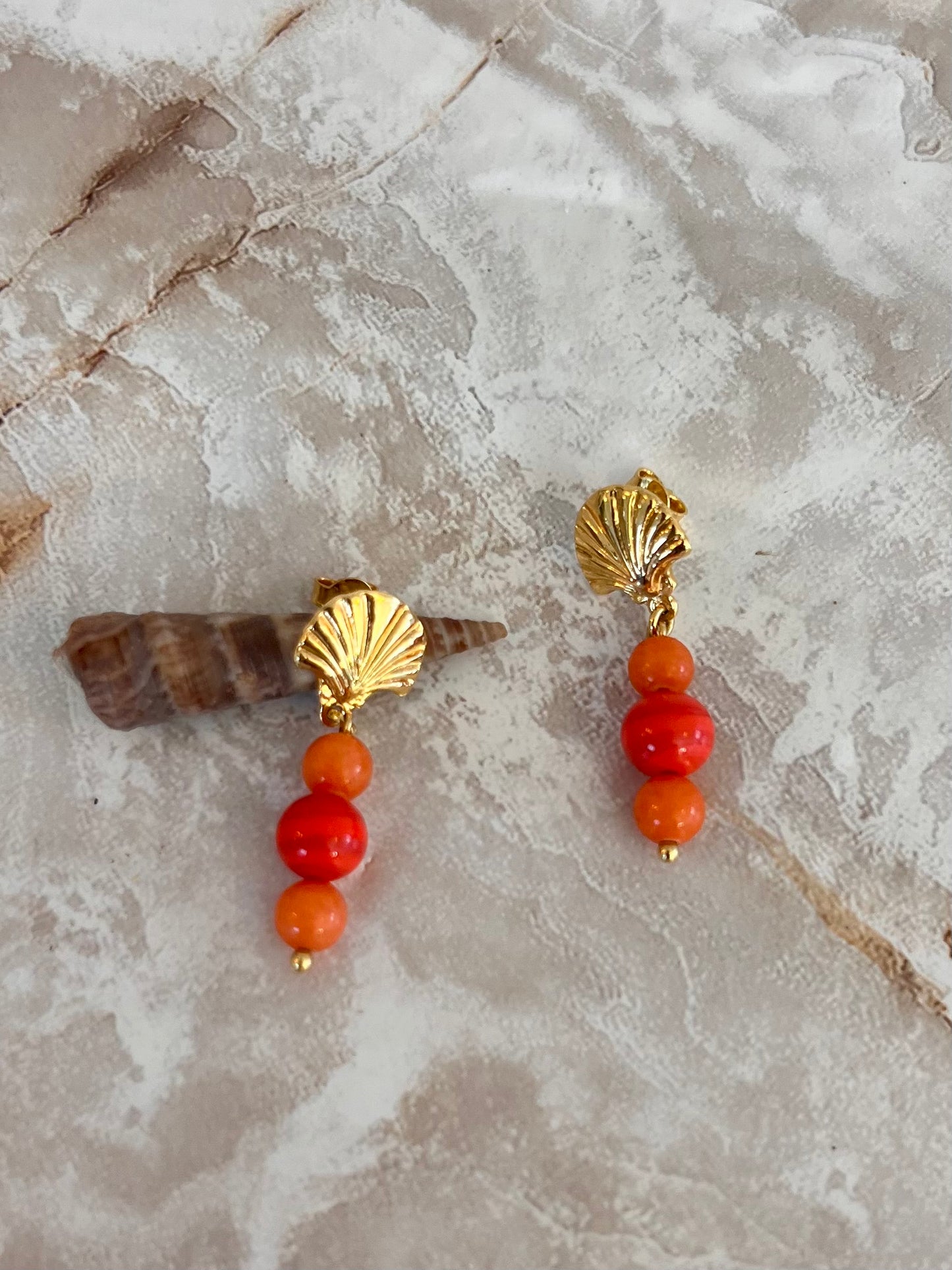 Seashell Orange Earrings