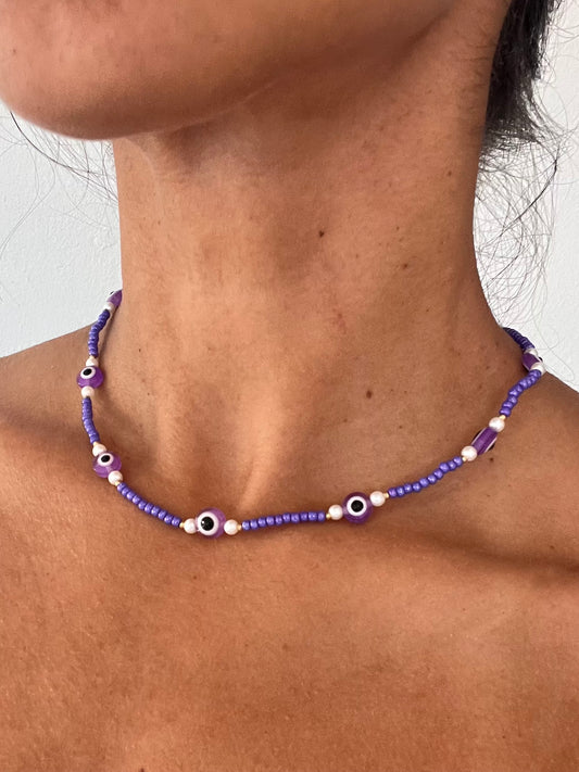 Purple Evil Eye Necklace