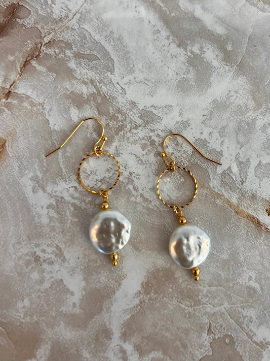 Bead Pearl Round Earrings