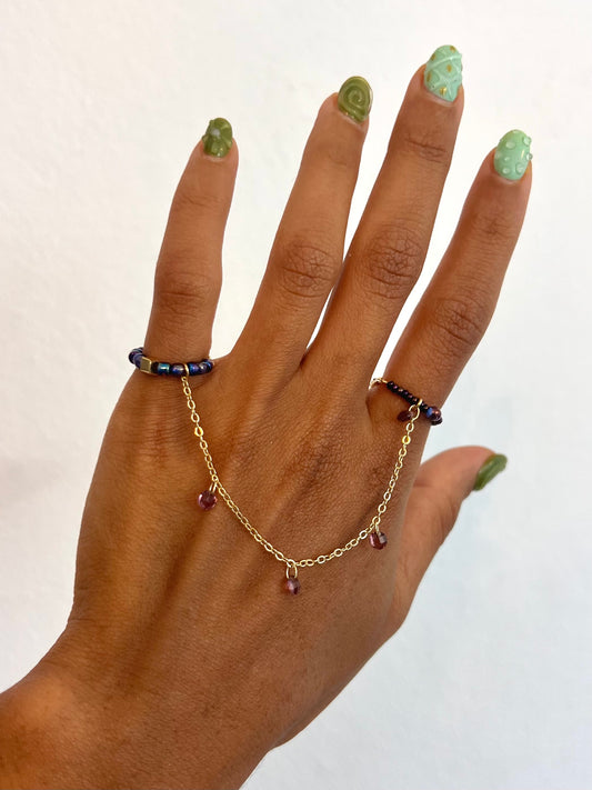 Púrpura Double Finger Ring