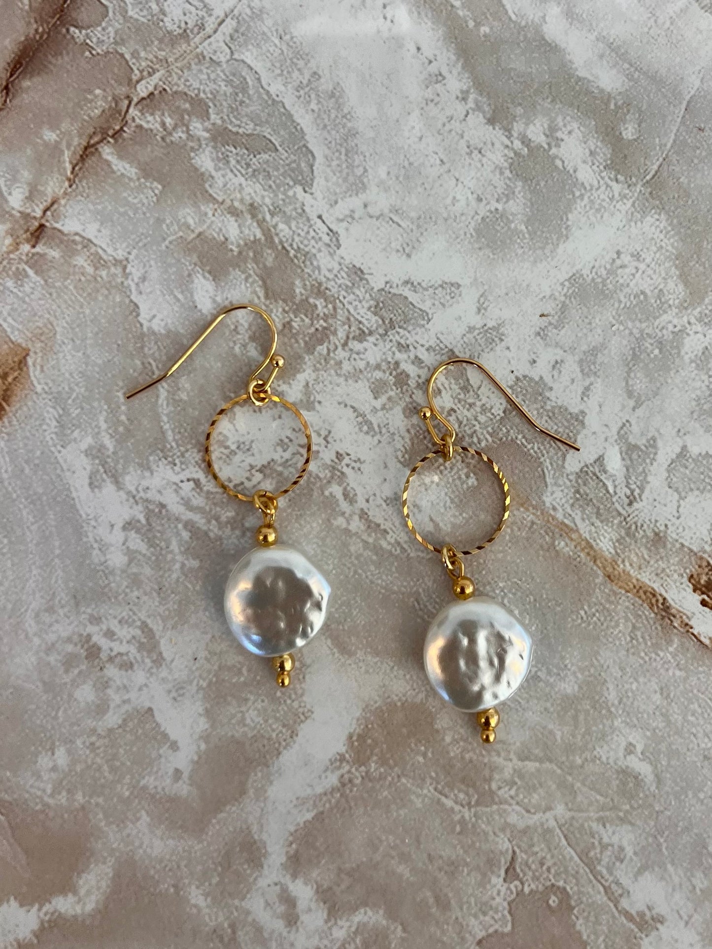 Bead Pearl Round Earrings