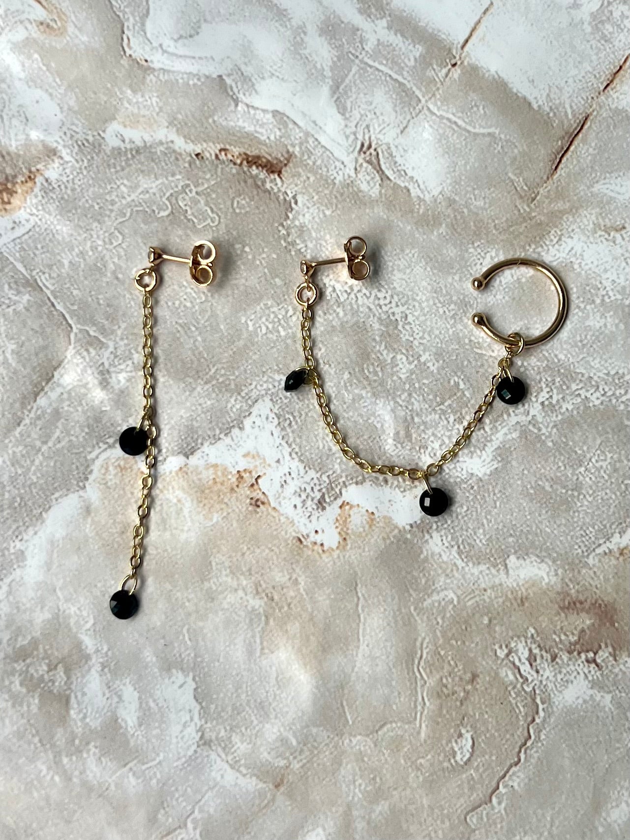 Black Crystals Cuff Earrings