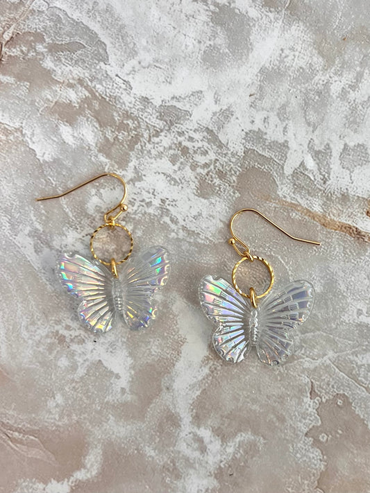 Silver Tornasol Butterfly Earrings