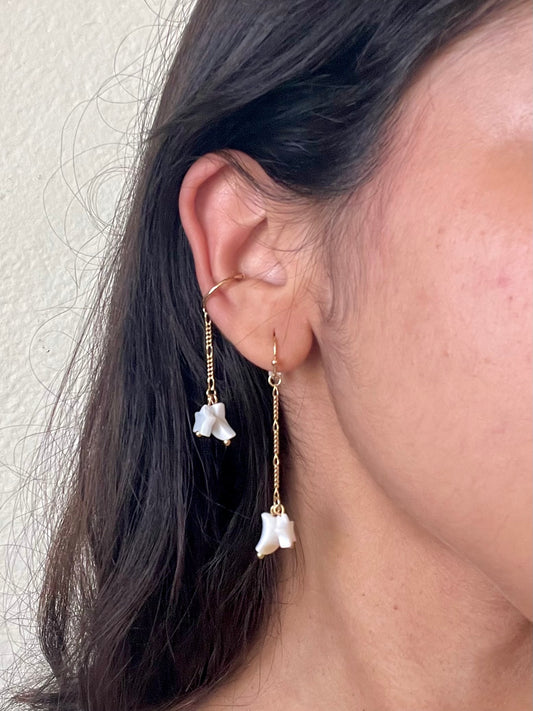 Dangle Nacar Moon Star Earrings