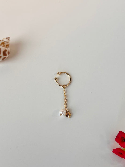 Heart Pearl Chain Cuff