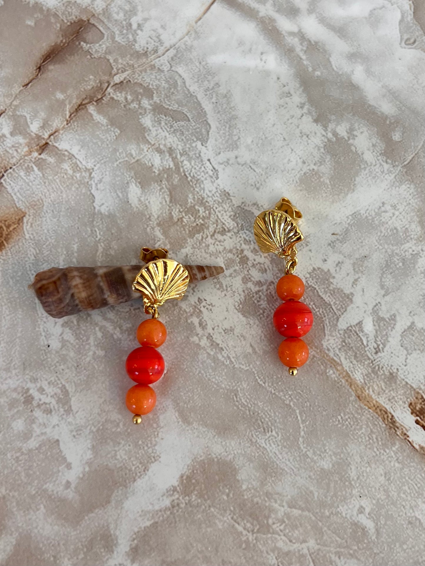 Seashell Orange Earrings