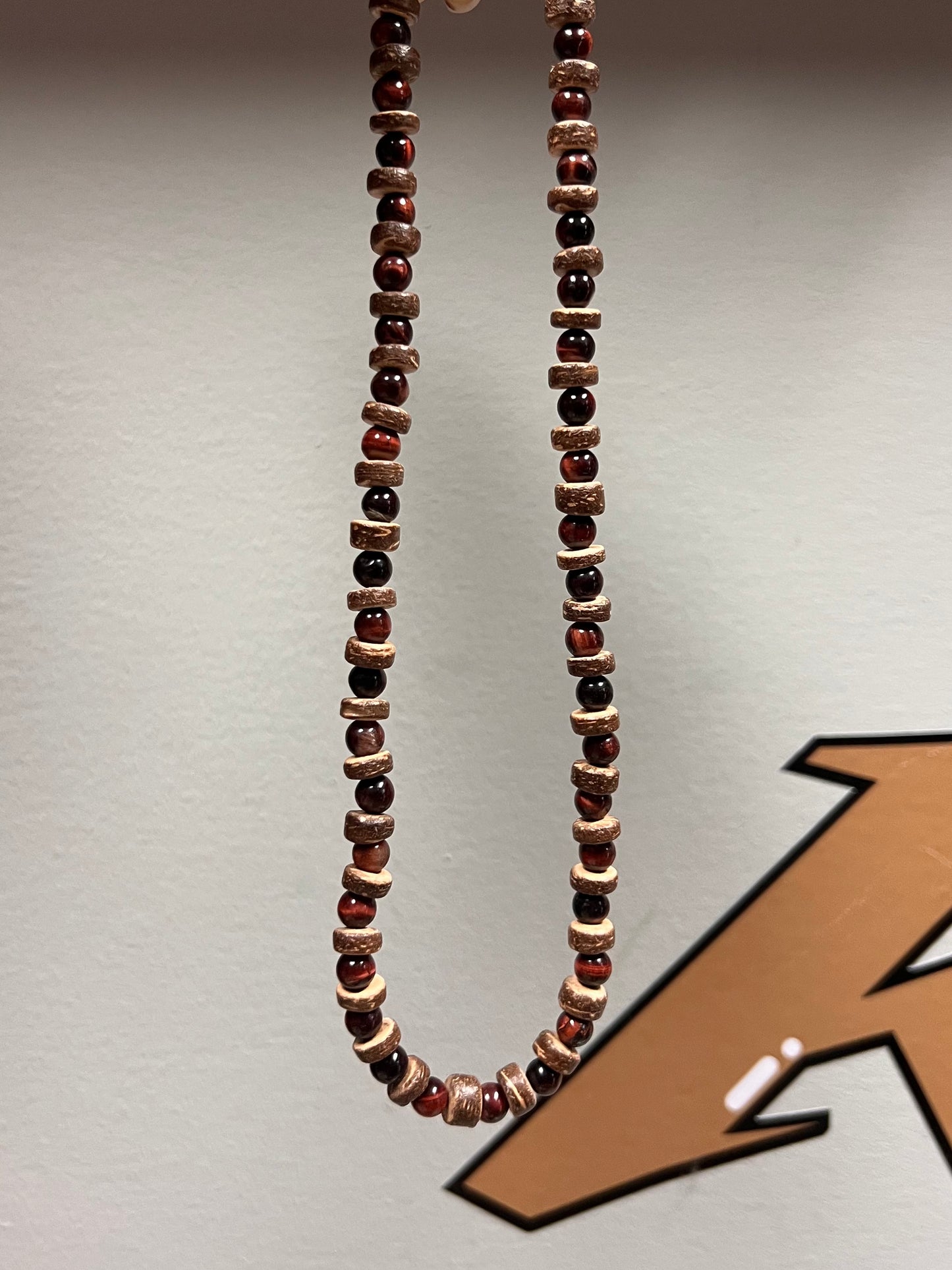 Red Tiger Eye Wood Necklace