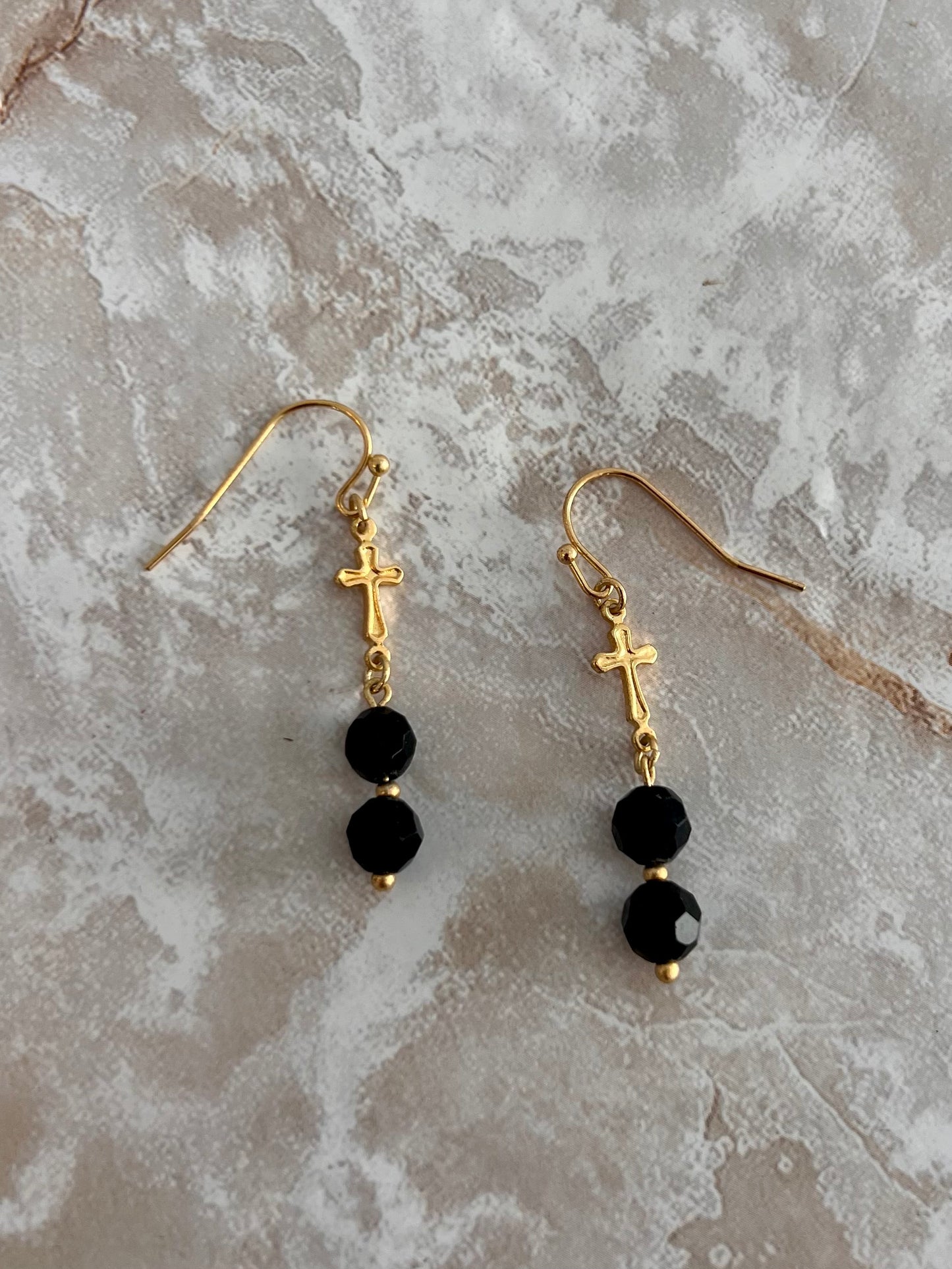 Cross Black Earrings