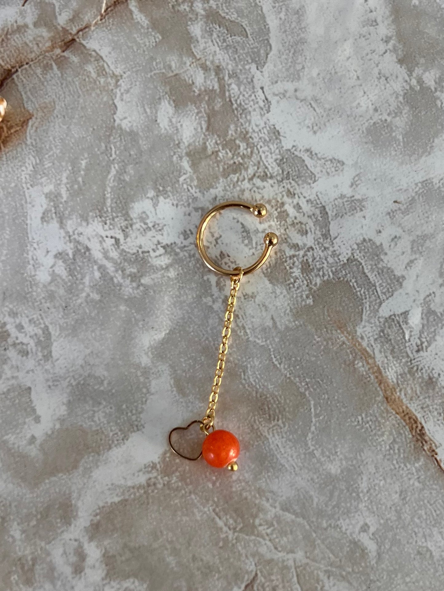 Heart Orange Chain Cuff