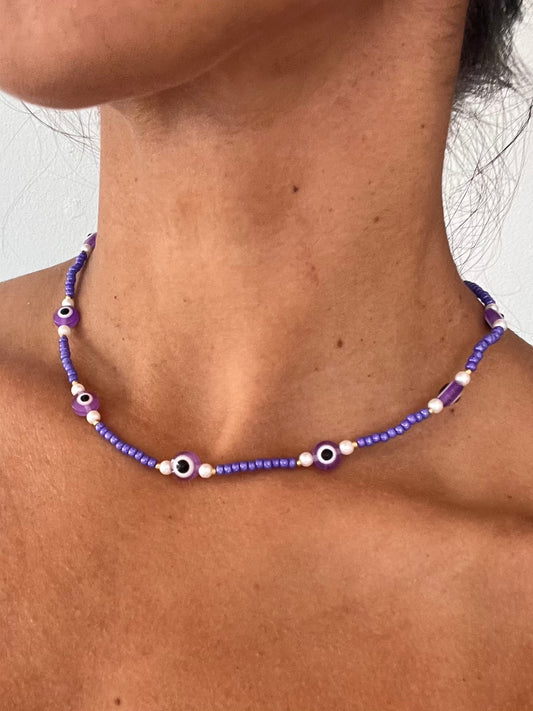 Purple Evil Eye Necklace