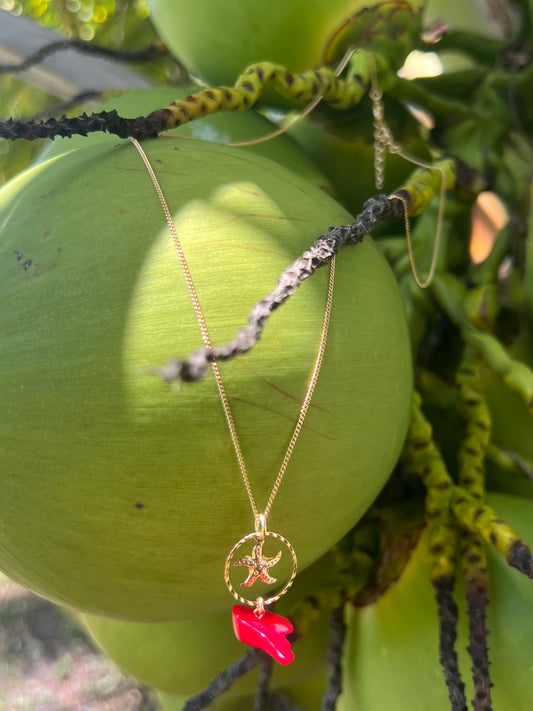 Red Coral Starfish Necklace
