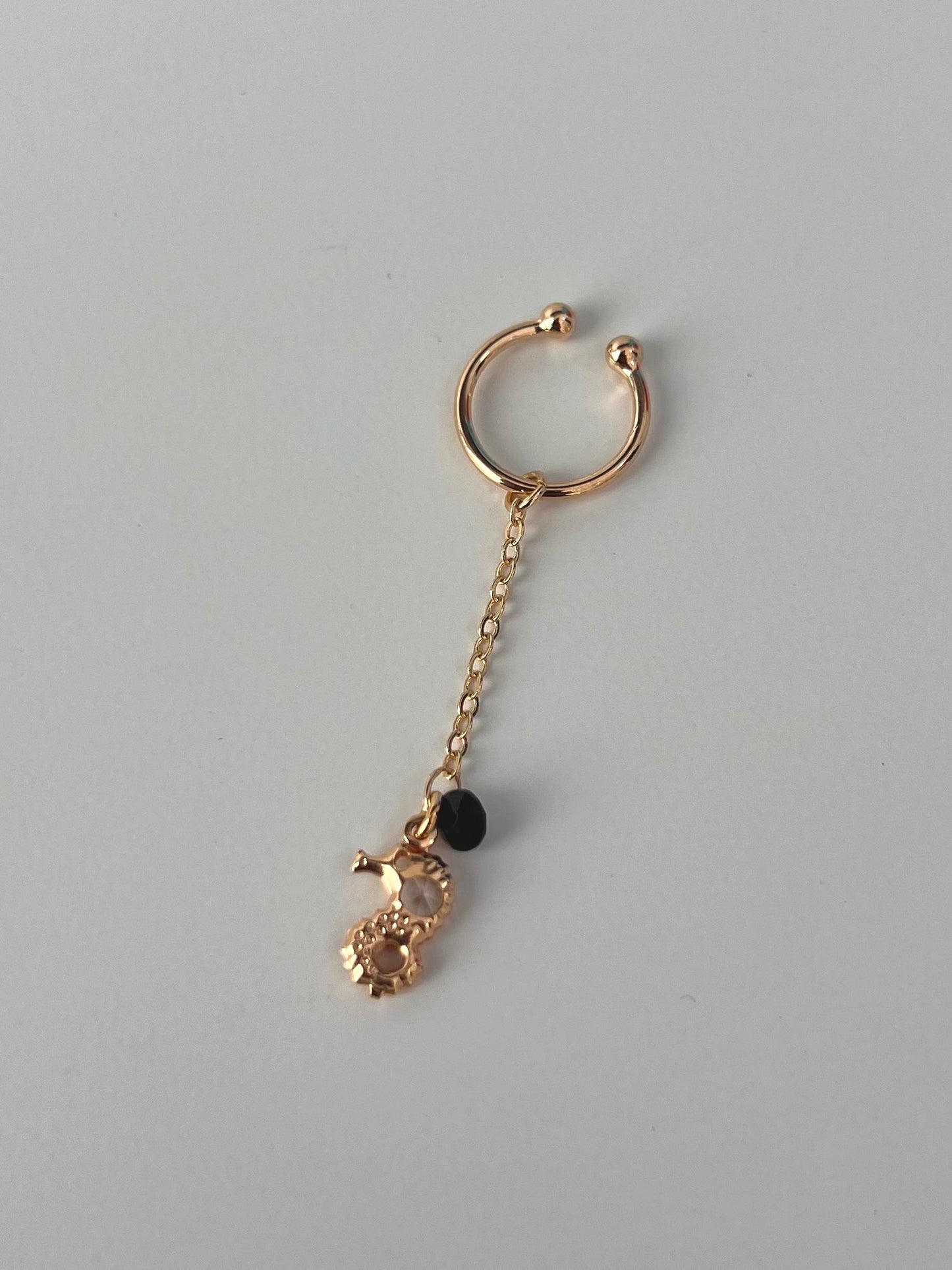 Seahorse Black Chain Cuff