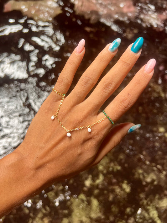 Aqua Chain Double Ring