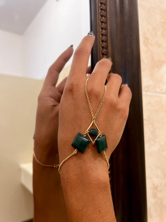 Pyramidal Emerald Hand Chain