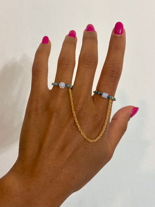 Ópalo Double Finger Ring