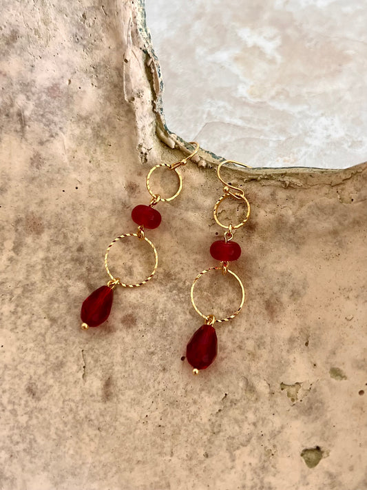 Burgundy Christmas Earrings