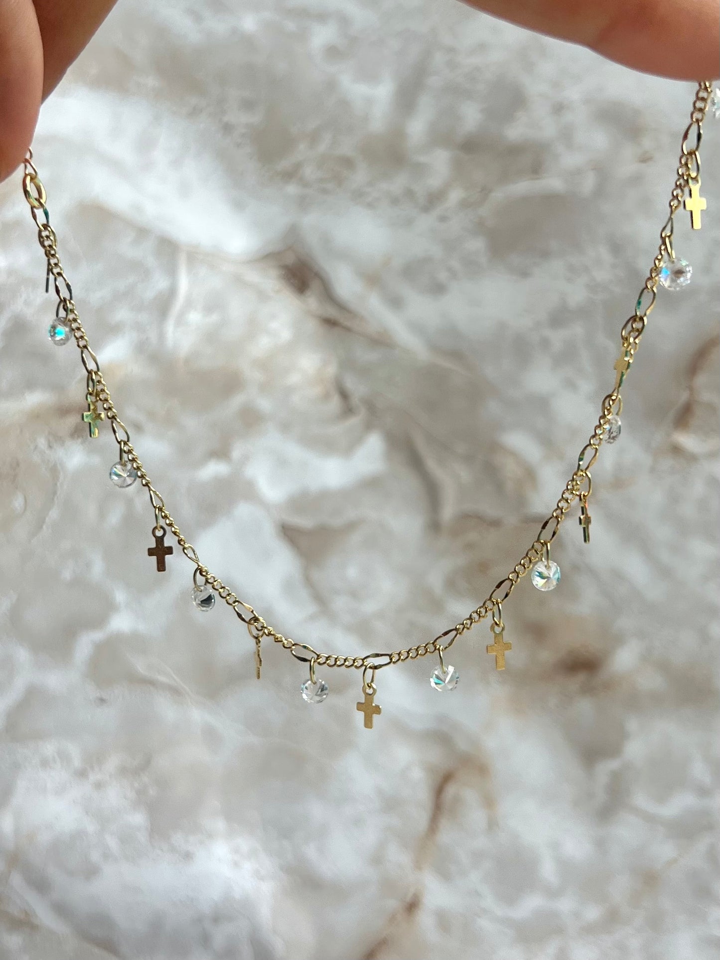 Cross & Crystal Anklet