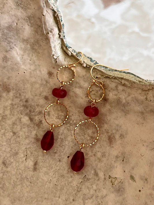 Burgundy Christmas Earrings