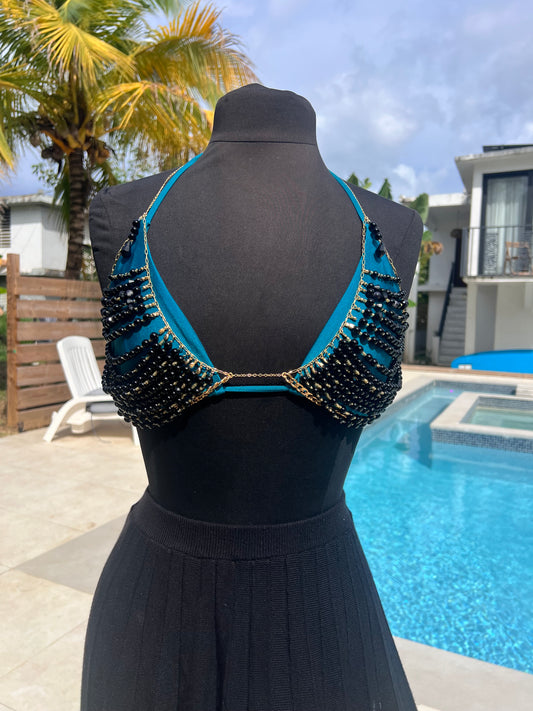 Coal Beaded Bra