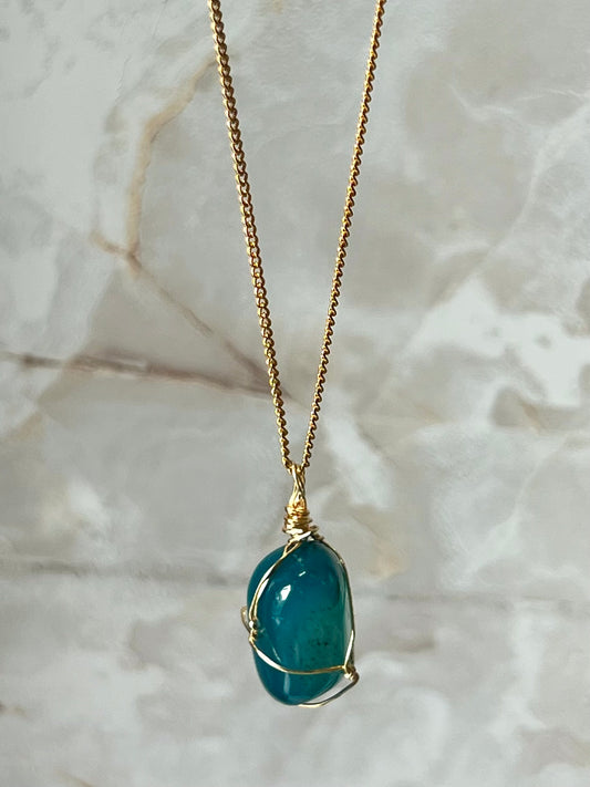 Blue Fluorite Stone Necklace