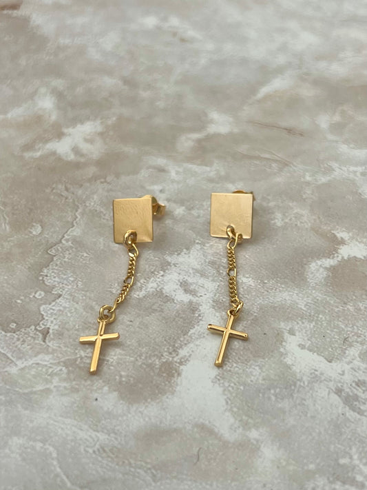 Cross Square Earrings