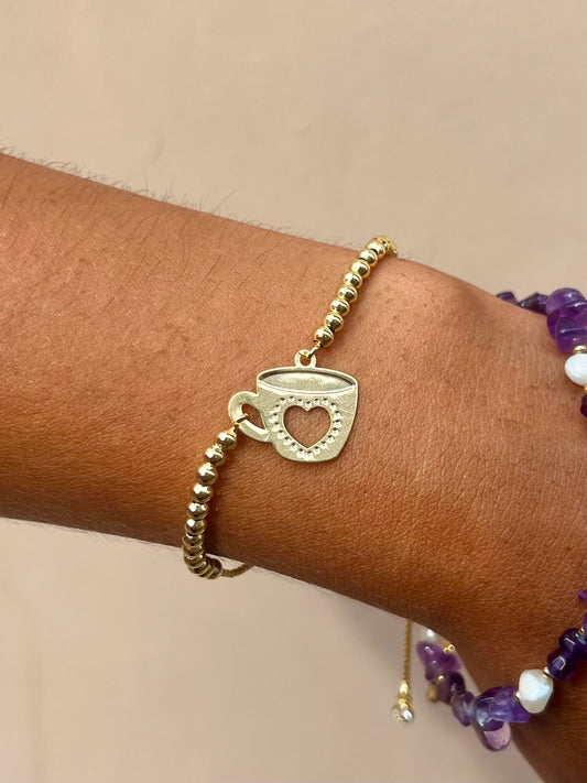 Coffee Heart Cup Bracelet