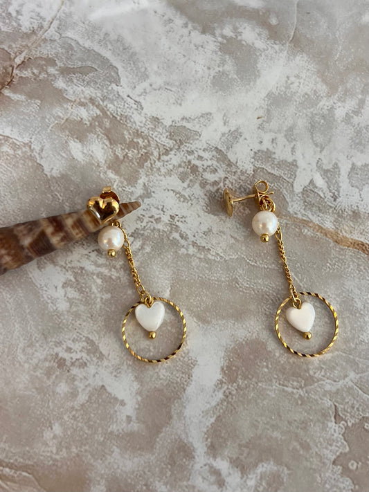 Dangle Nacar Heart Earrings