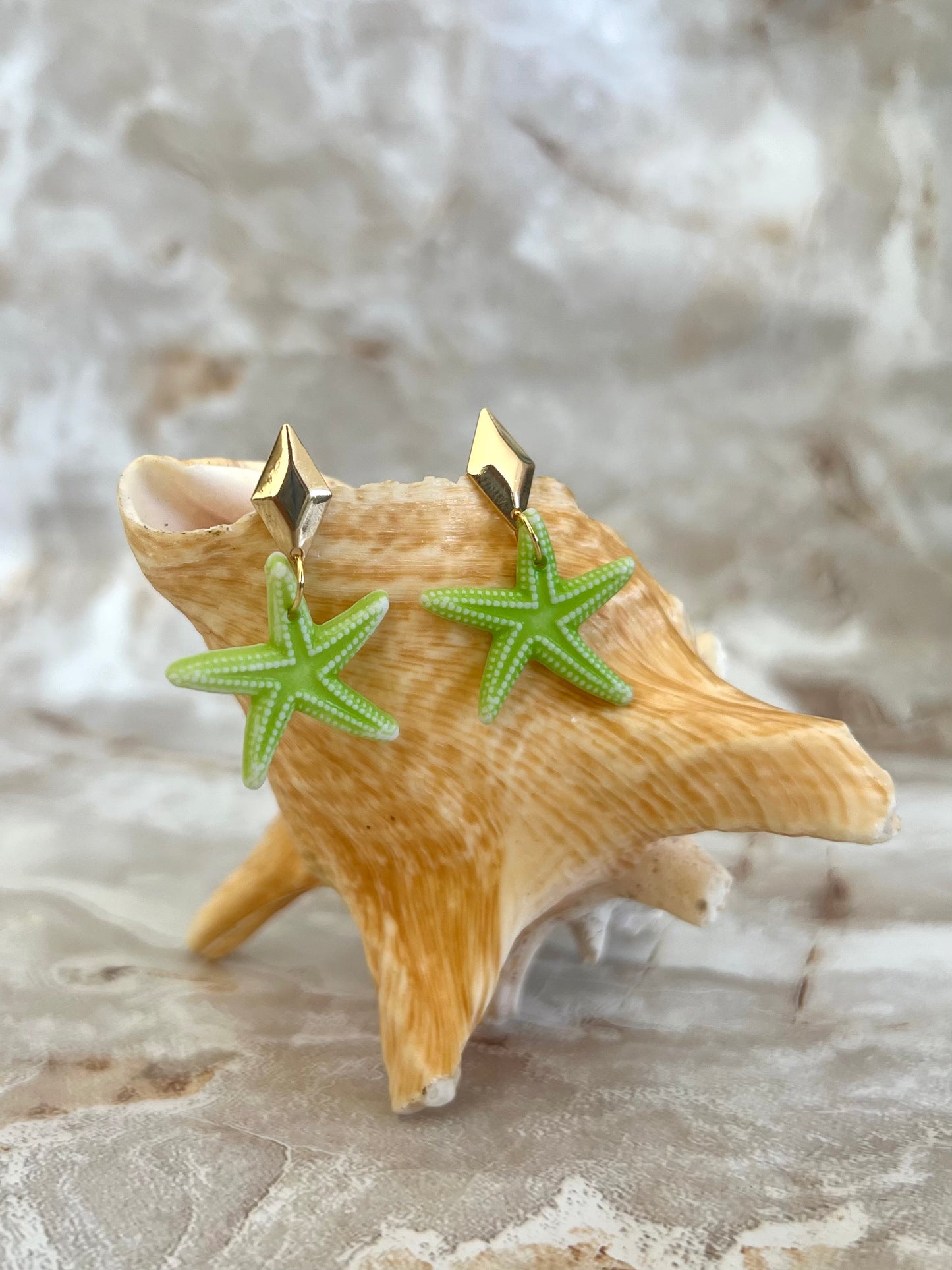 Green Starfish Earrings