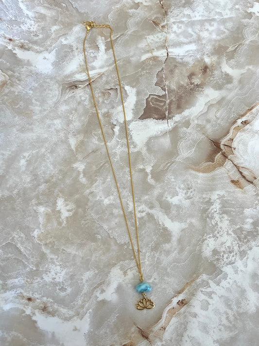 Larimar Lotus Necklace