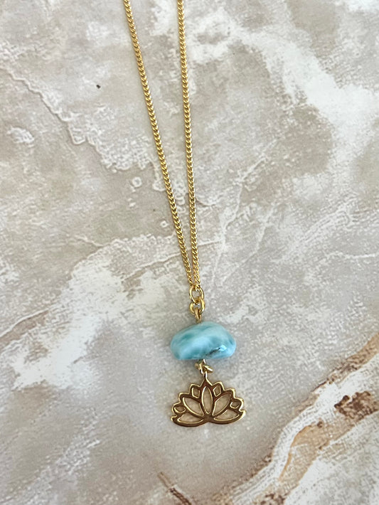 Larimar Lotus Necklace