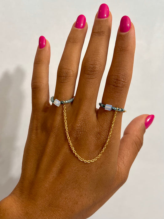 Ópalo Double Finger Ring
