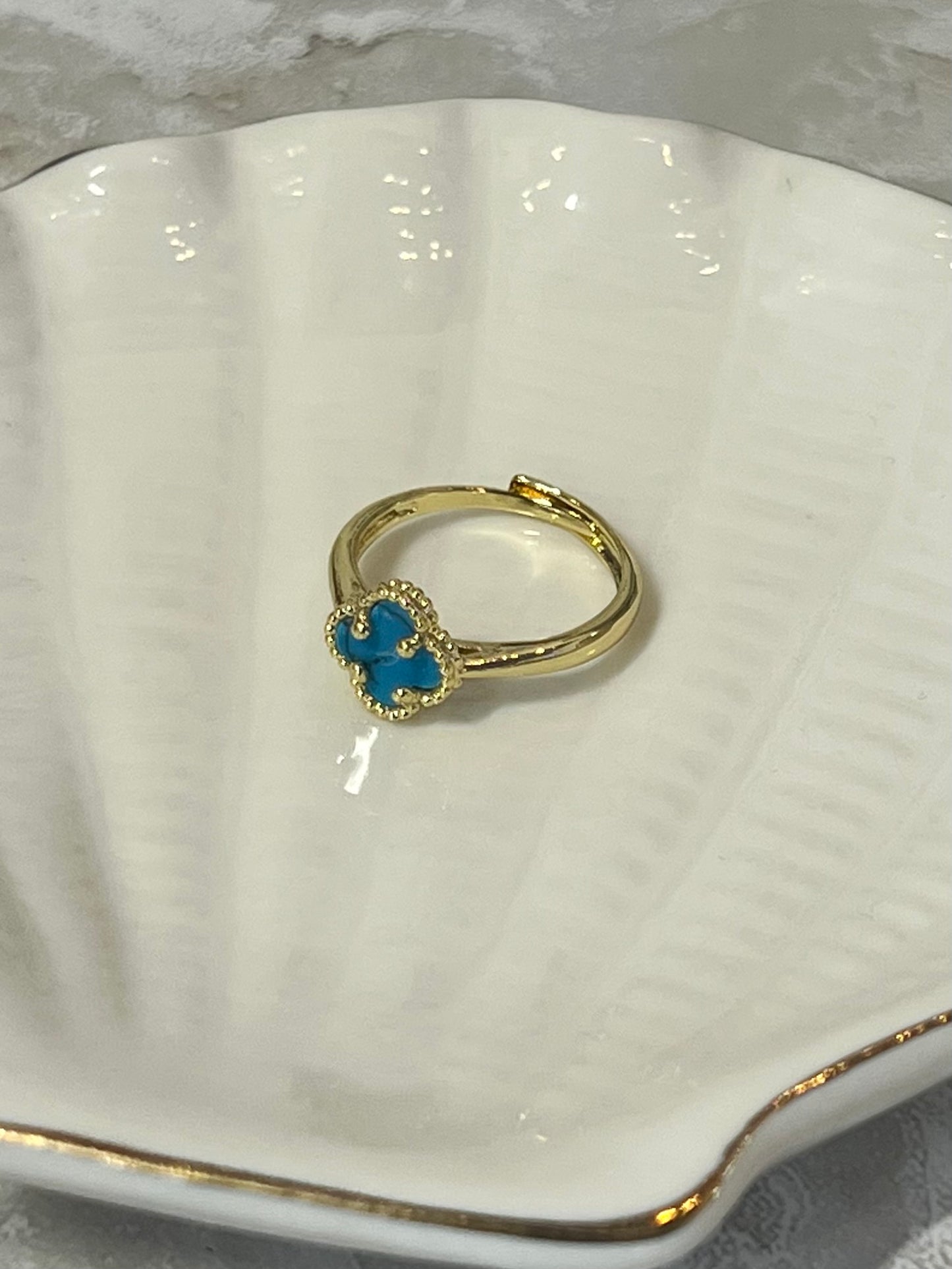 Blue Clover Ring