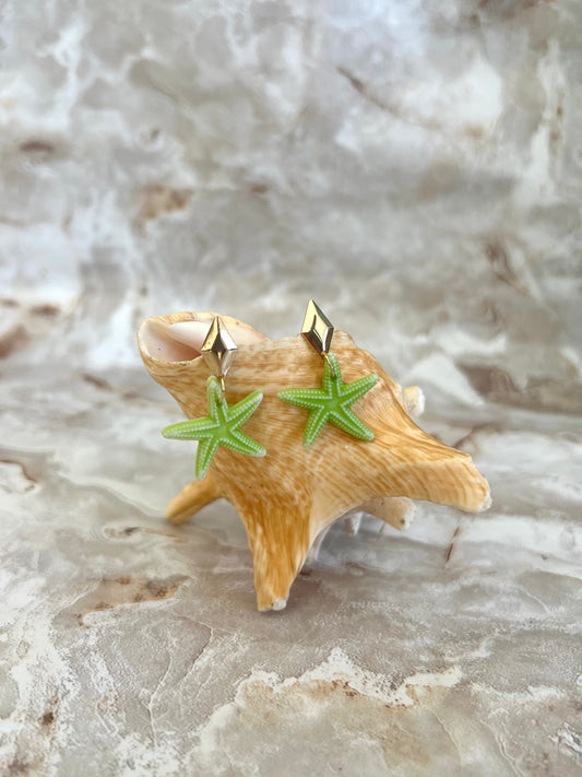 Green Starfish Earrings