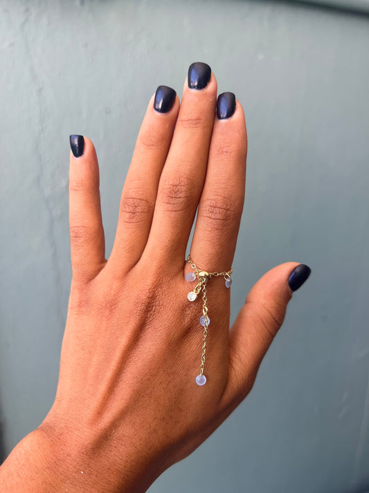 Light Blue Crystals Chain Ring