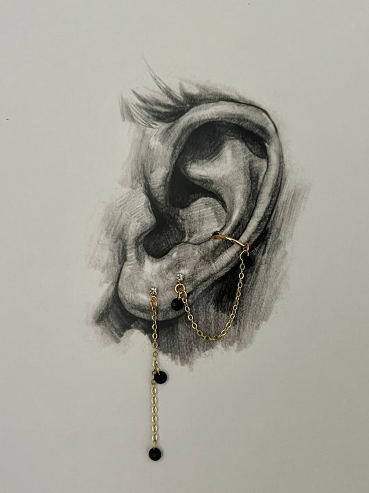 Black Crystals Cuff Earrings