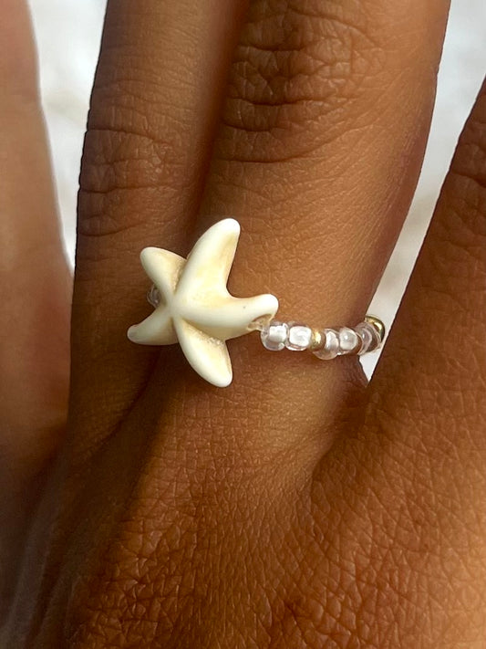 Creamy Starfish Adjustable Ring