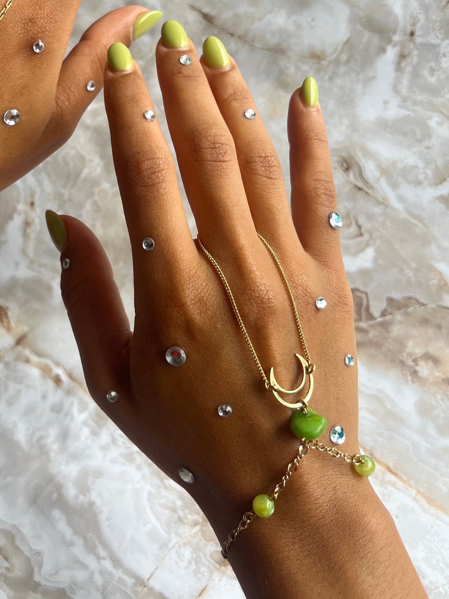 Peridot Moon Hand Chain