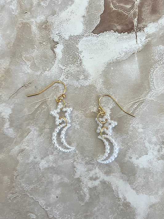 Pearl Moon Star Earrings