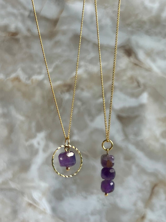 Square Amethyst Necklace