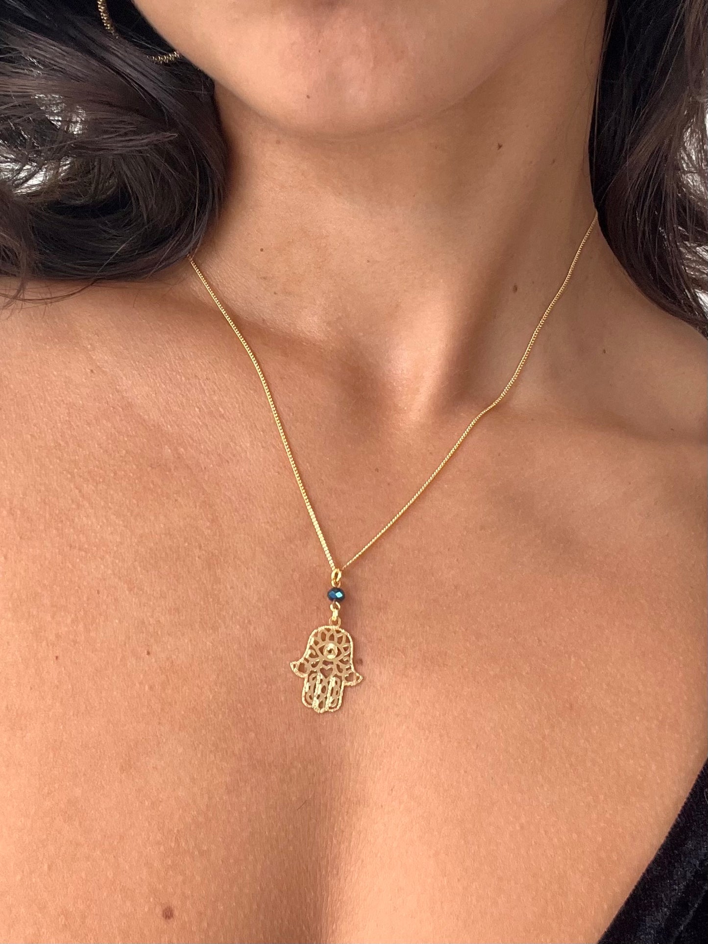 Hamsa Blue Necklace