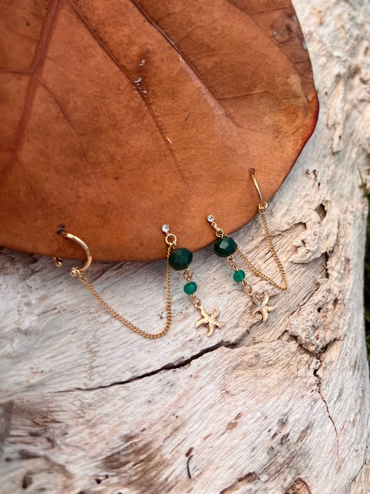 Sea Chain Cuff Earrings