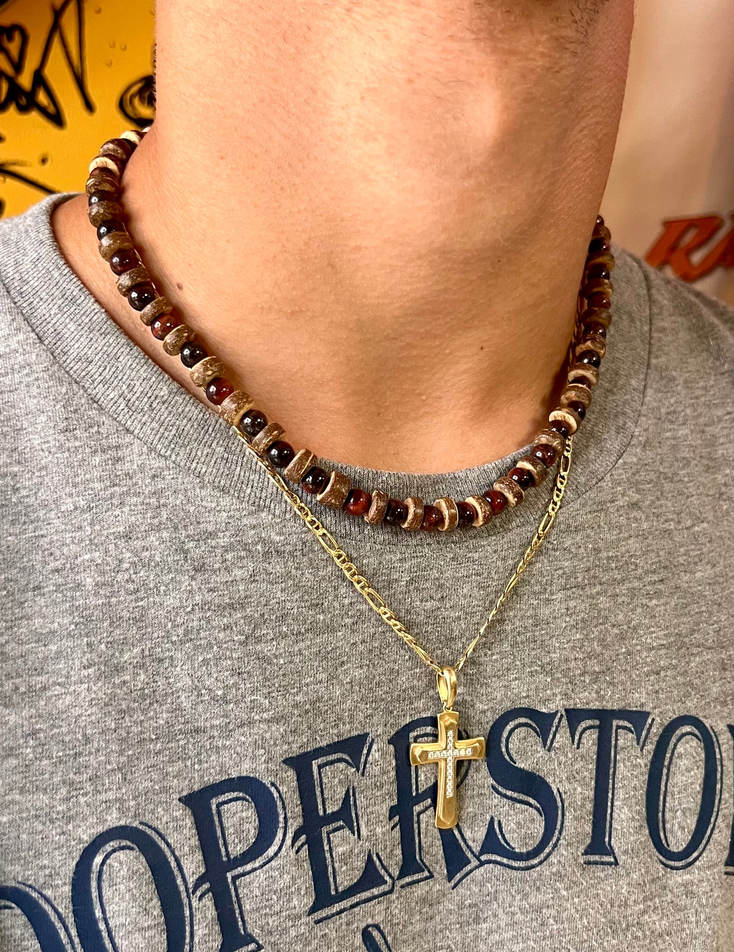 Red Tiger Eye Wood Necklace