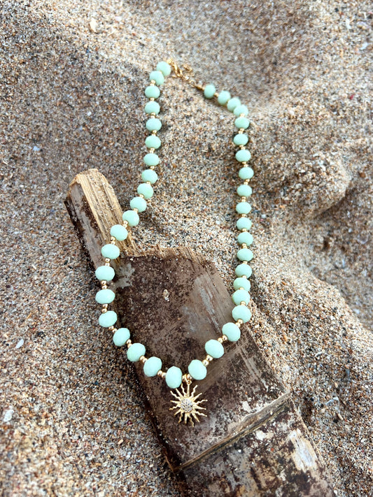 Golden Sun Mint Necklace