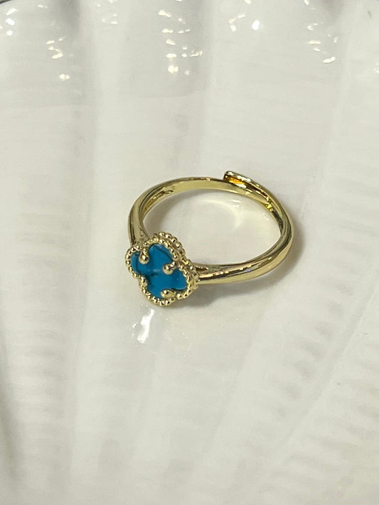 Blue Clover Ring