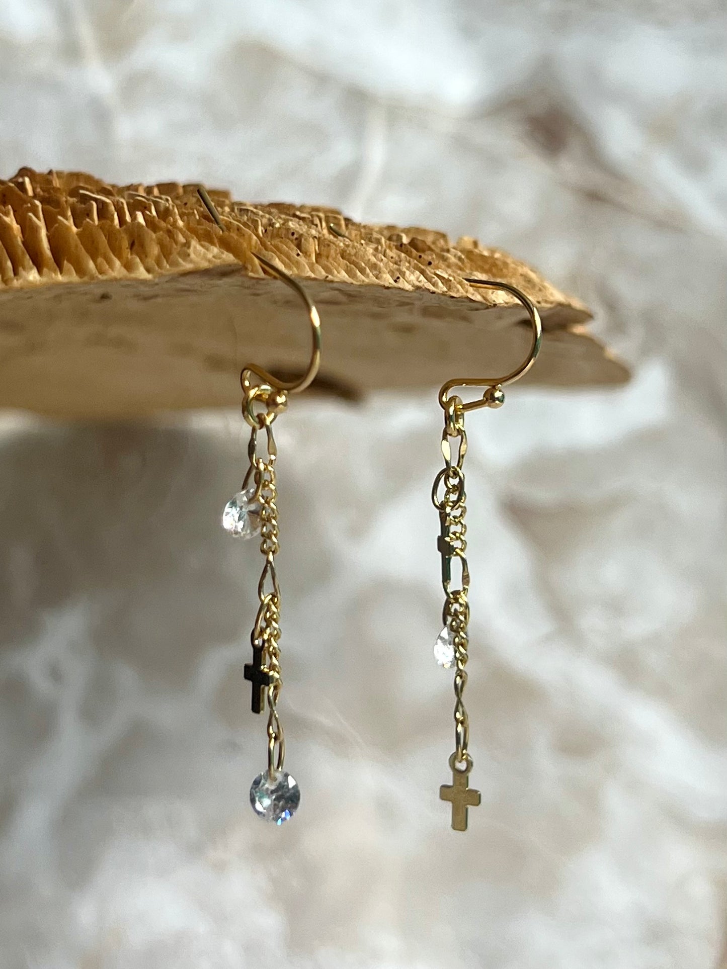 Cross & Crystal Earrings