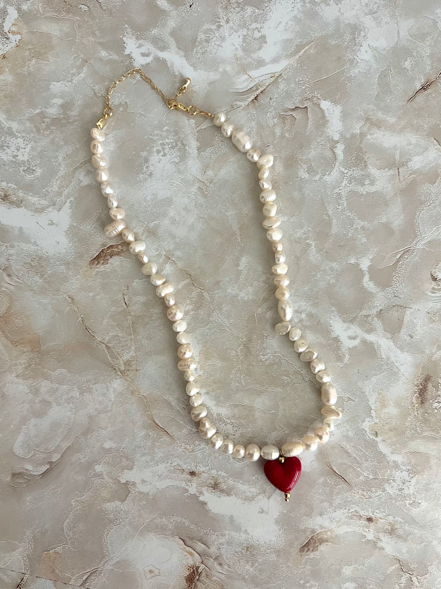 Red Heart Pearls Choker